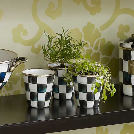 Courtly Check Enamel Herb Pots - Set of 3 image three