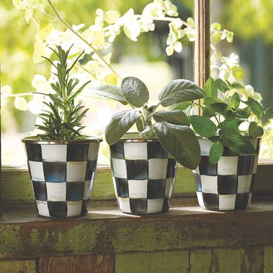 Courtly Check Enamel Herb Pots - Set of 3 image four