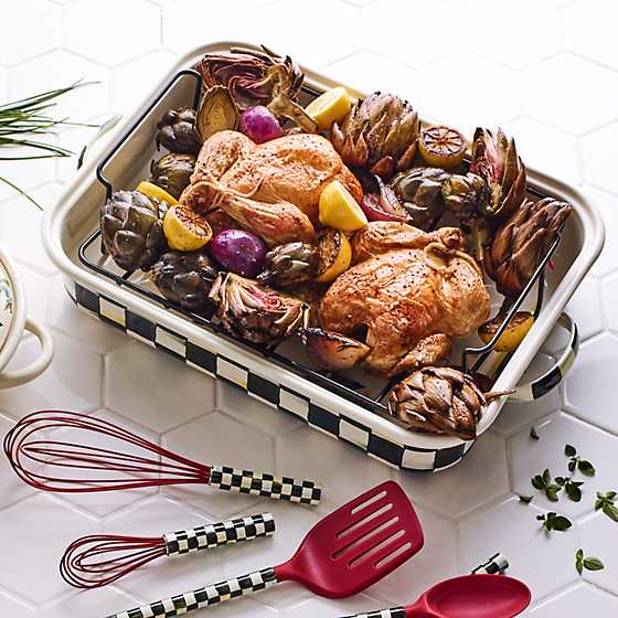 Courtly Check Enamel Roasting Pan with Rack image three