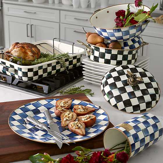 Courtly Check Enamel Roasting Pan with Rack image four