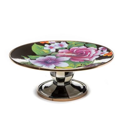 Black Flower Market Mini Pedestal Platter