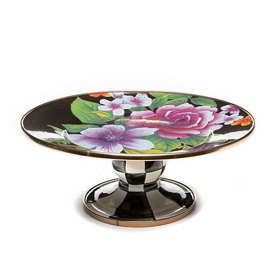 Black Flower Market Mini Pedestal Platter