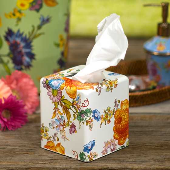 Flower Market Boutique Tissue Box Cover - White image two