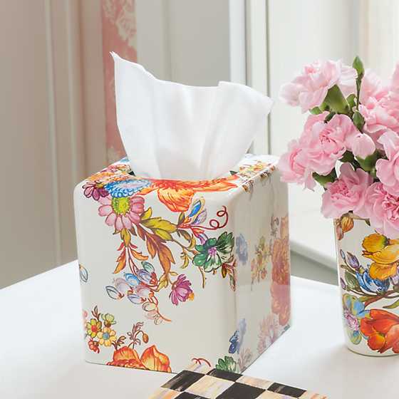 Flower Market Boutique Tissue Box Cover - White image three