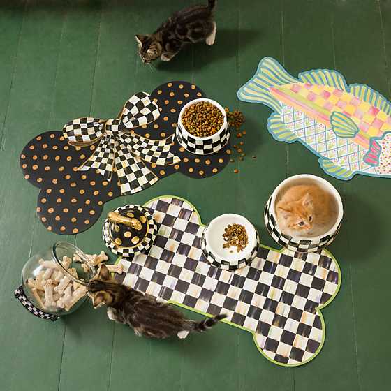 Courtly Check Enamel Cat Dish image two