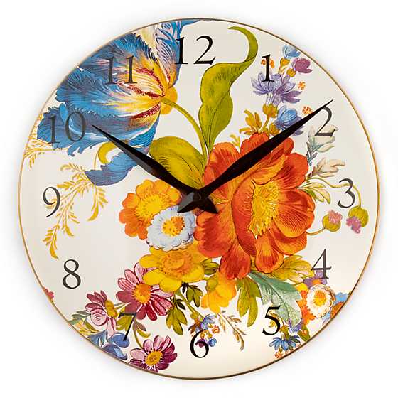 Flower Market Enamel Clock image two