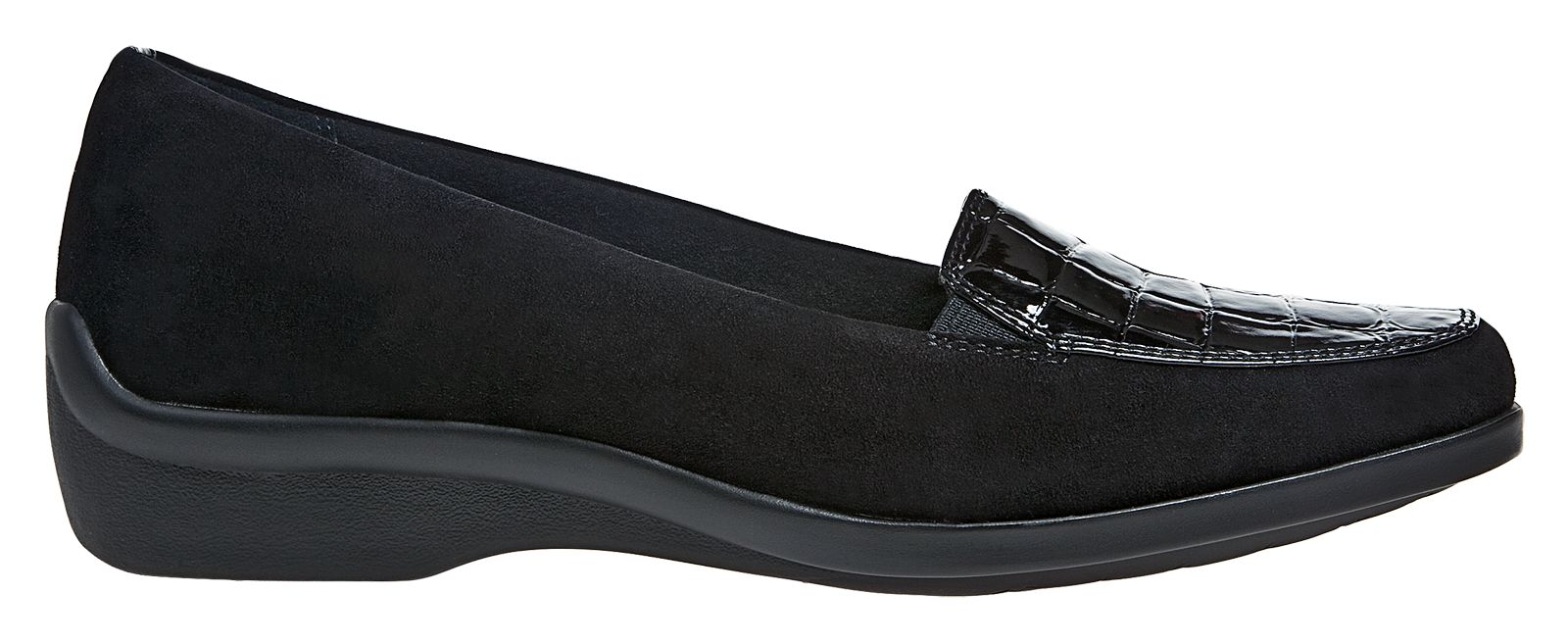 Aravon Wendy, Black Suede with Black Patent