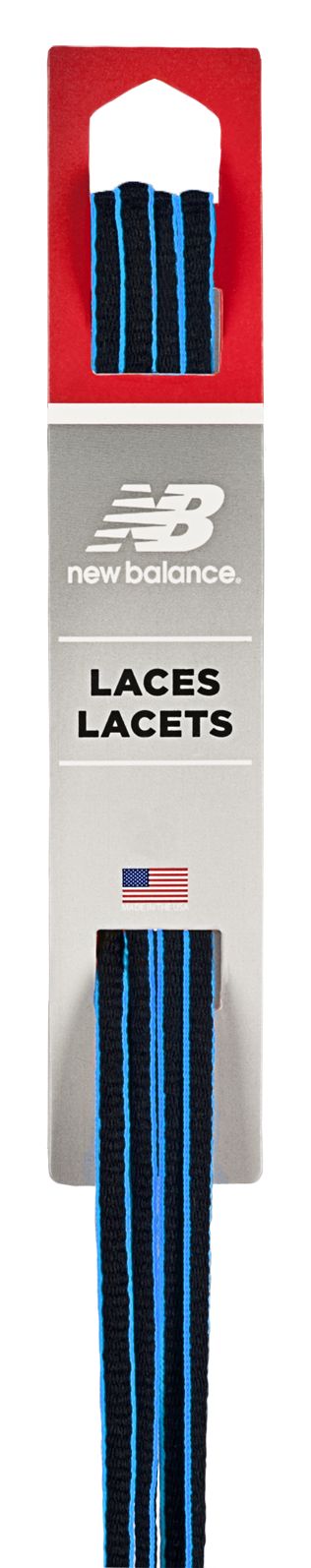 Athletic Oval Lace with Neon Piping, Black with Neon Blue