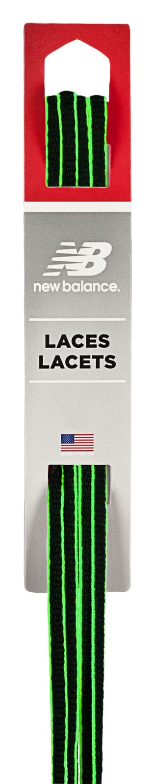 Athletic Oval Lace with Neon Piping, Black with Neon Green