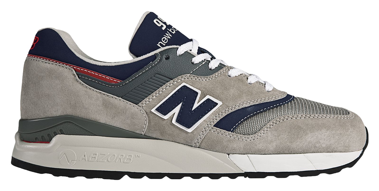 New Balance 997, Grey with Navy & Red