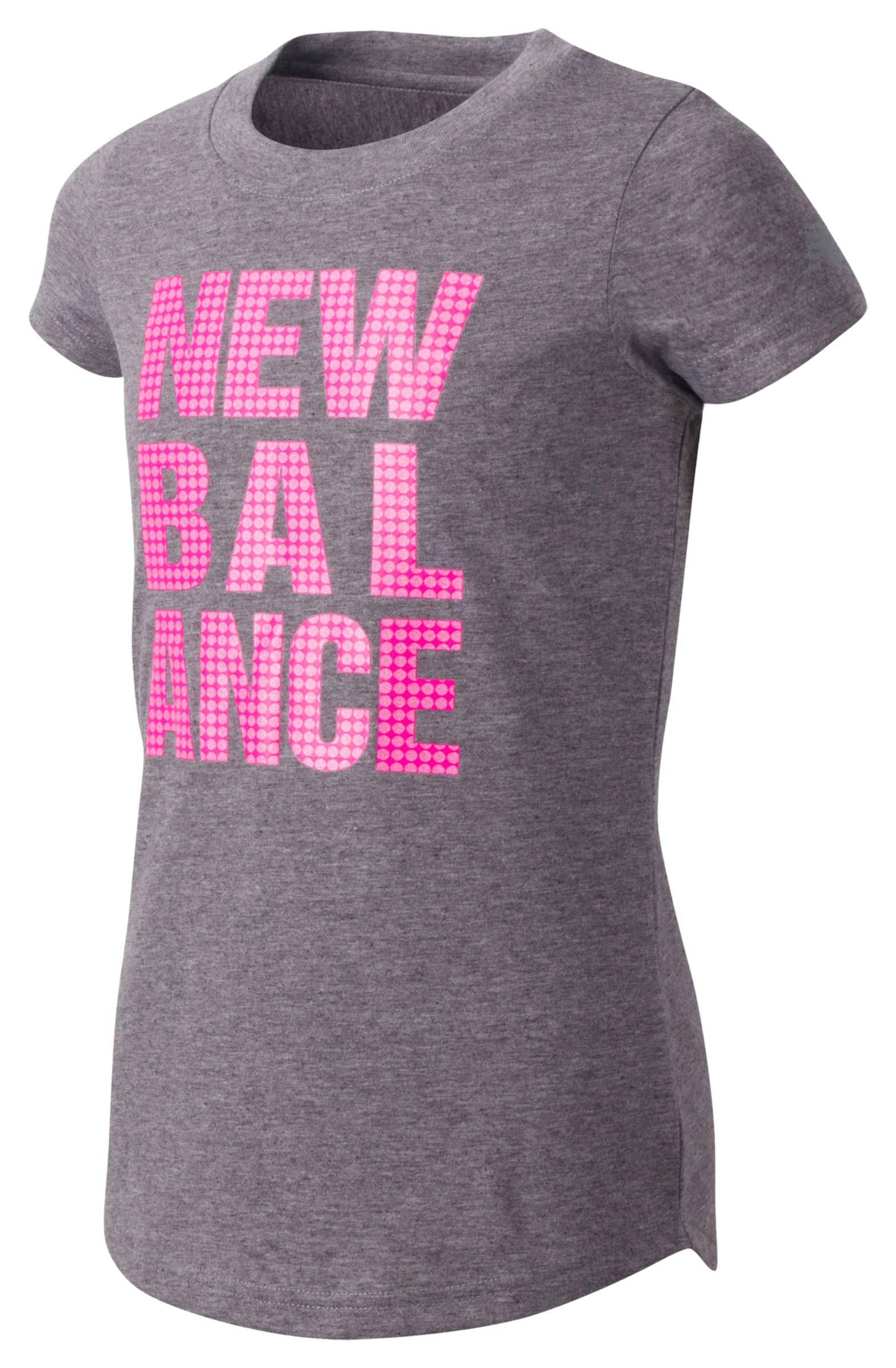 New Balance Girls Short Sleeve Graphic Tee Grey