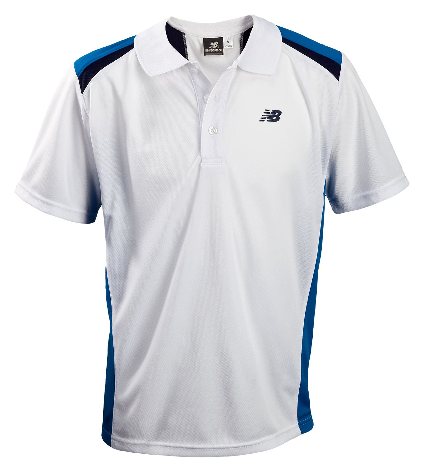 Youth Panel Polo, White with Black &amp; Blue
