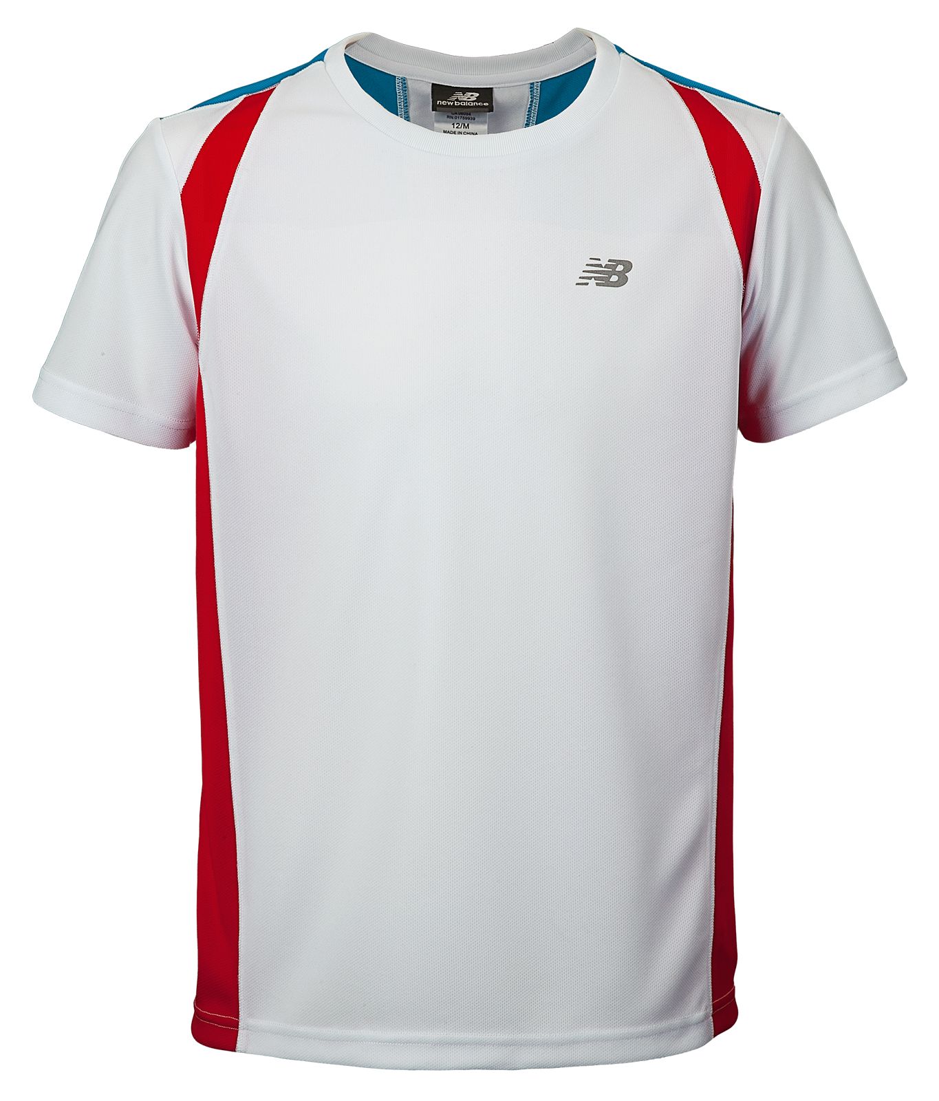 Boys Shockwave Tee, White with Chinese Red