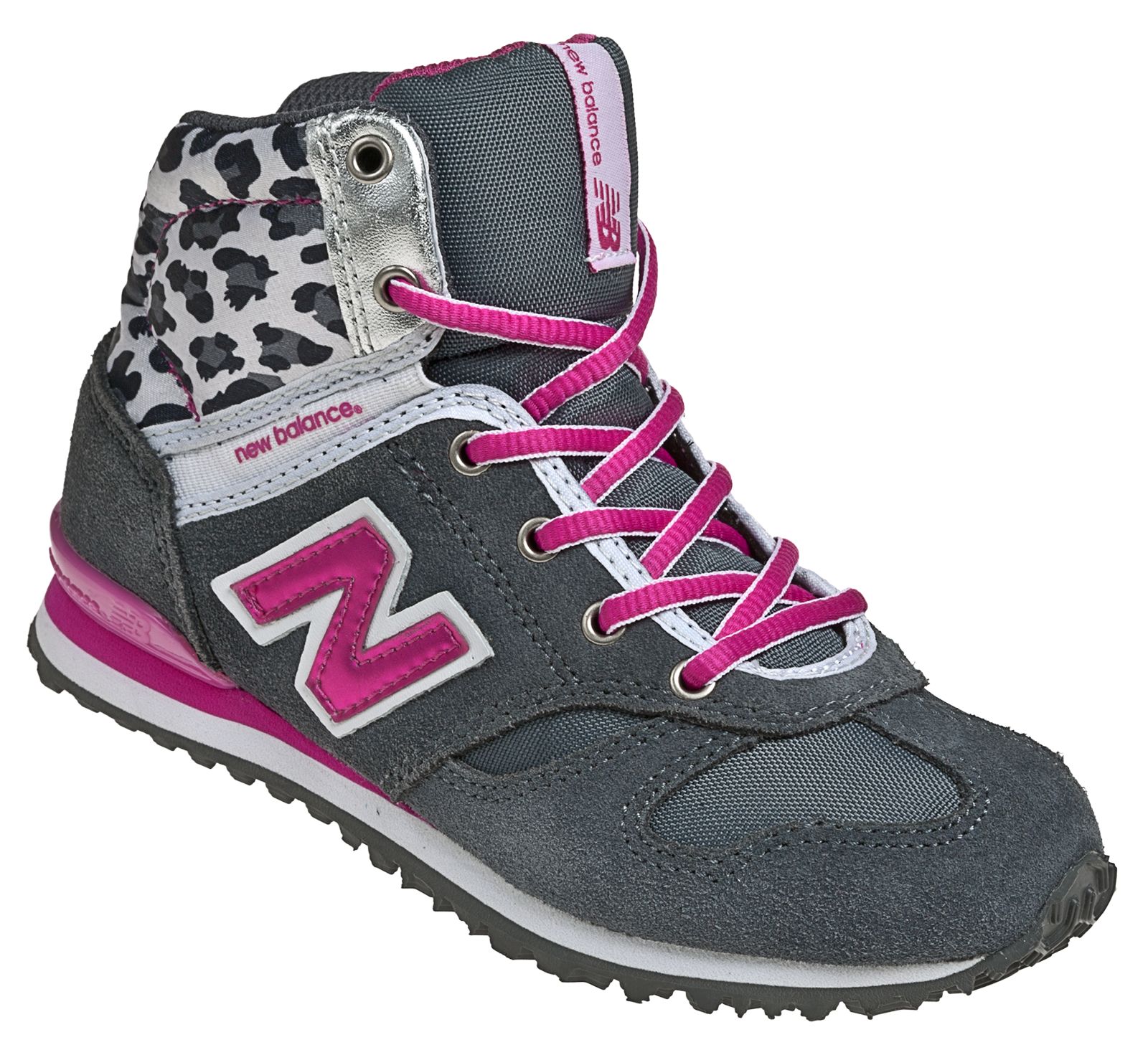 New Balance 490, Dark Grey with Raspberry