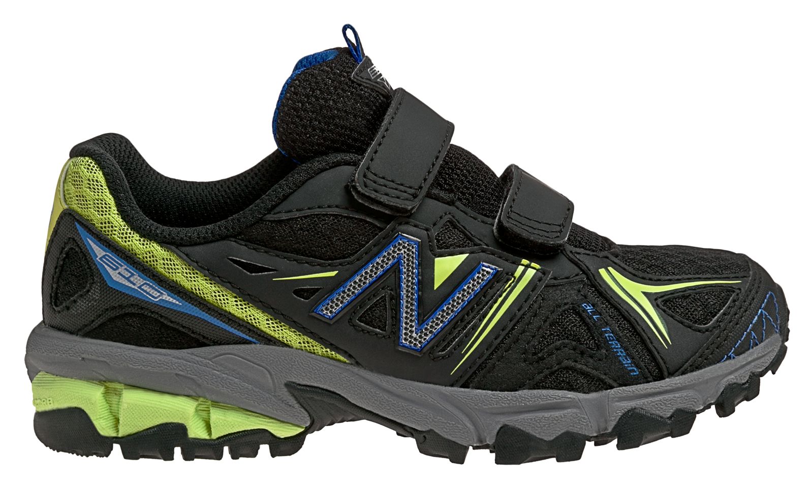 New Balance 610, Black with Lime Green & Blue