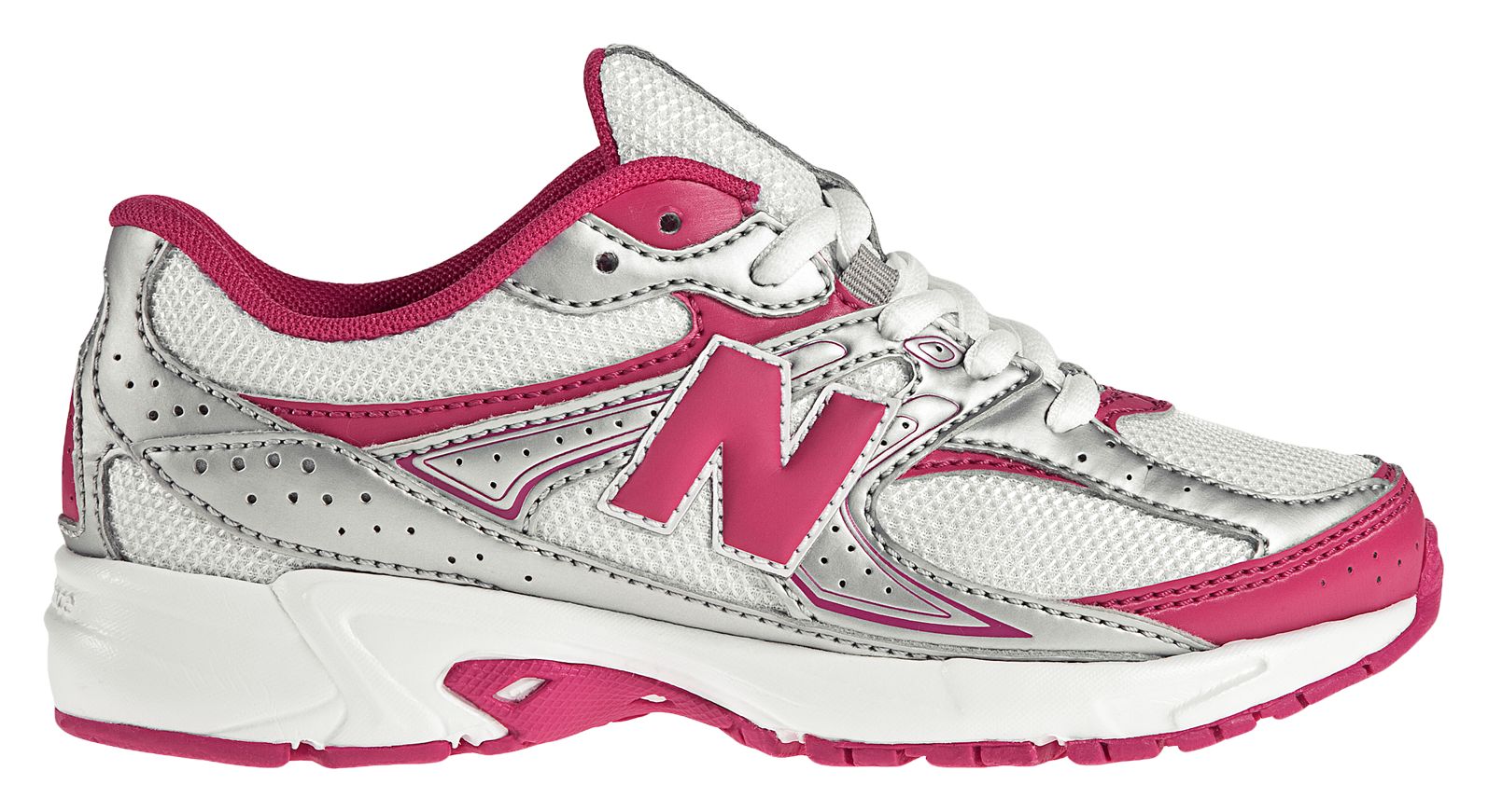 New Balance 380, White with Race Red & Silver