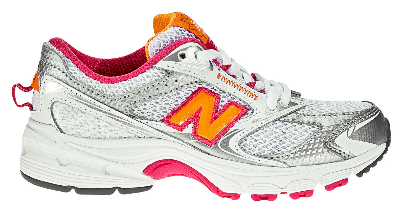 New Balance 553, White with Pink & Orange