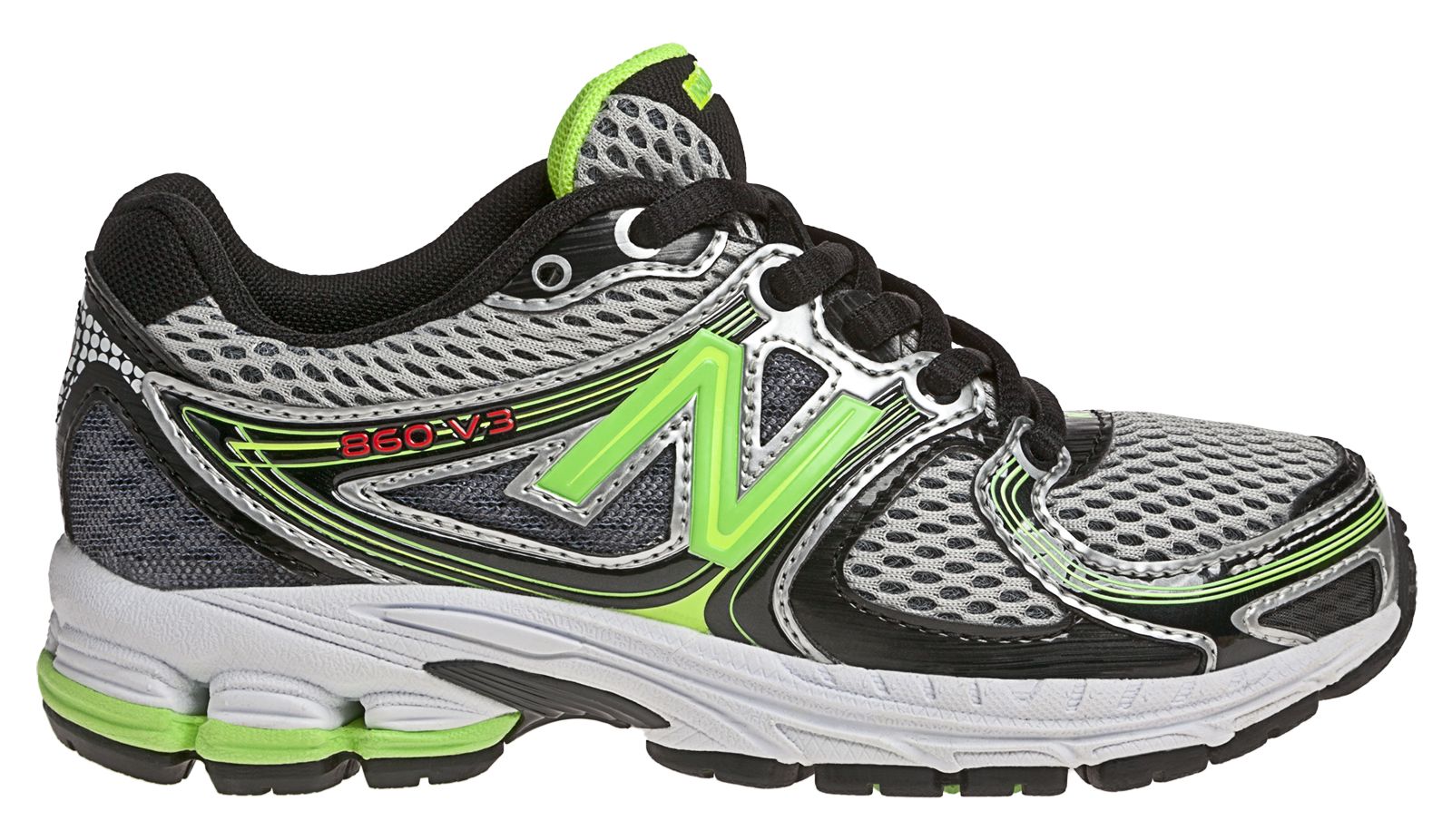 New Balance 860v3, Grey with Lime Green & Black