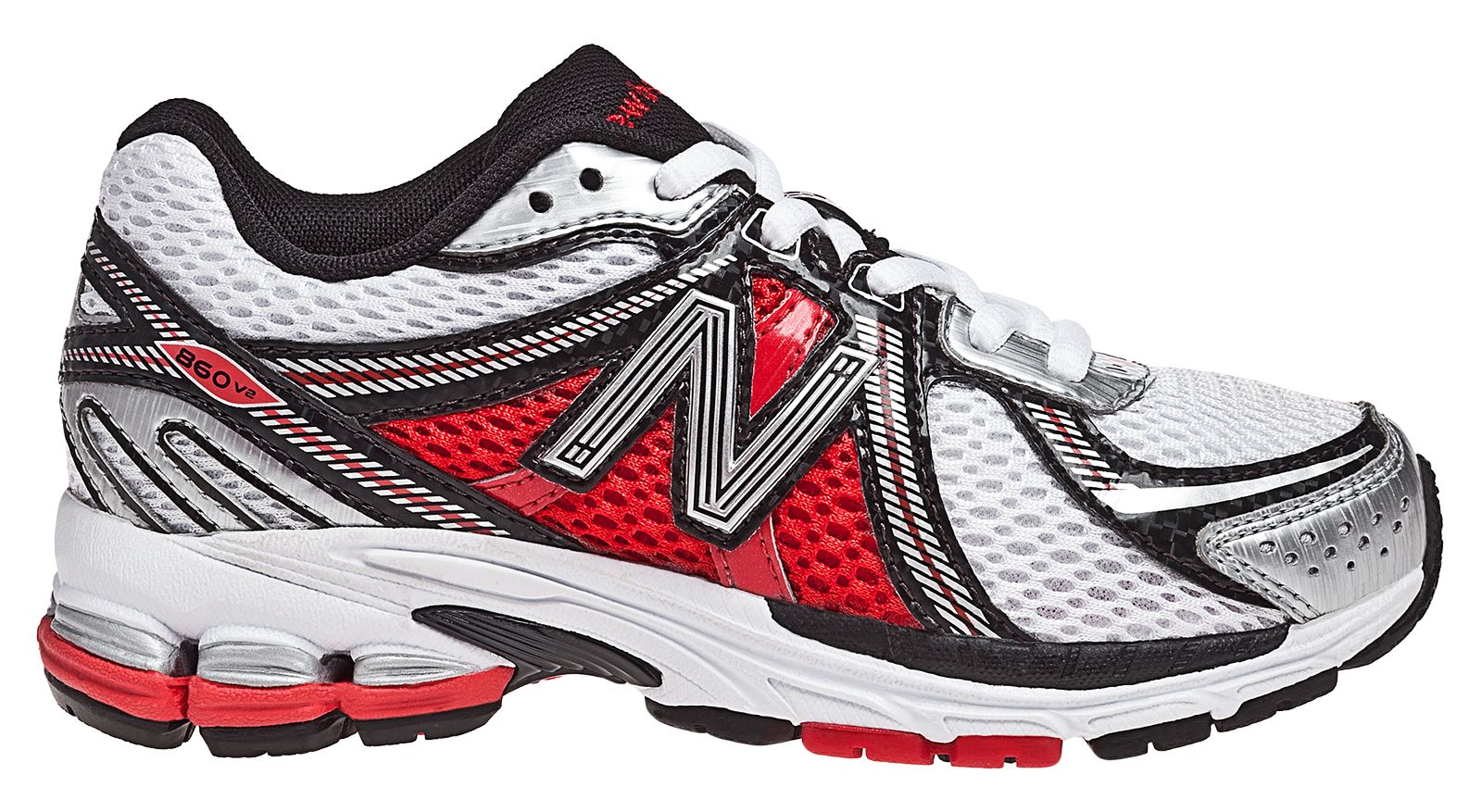New Balance 860, Silver with Black & Red