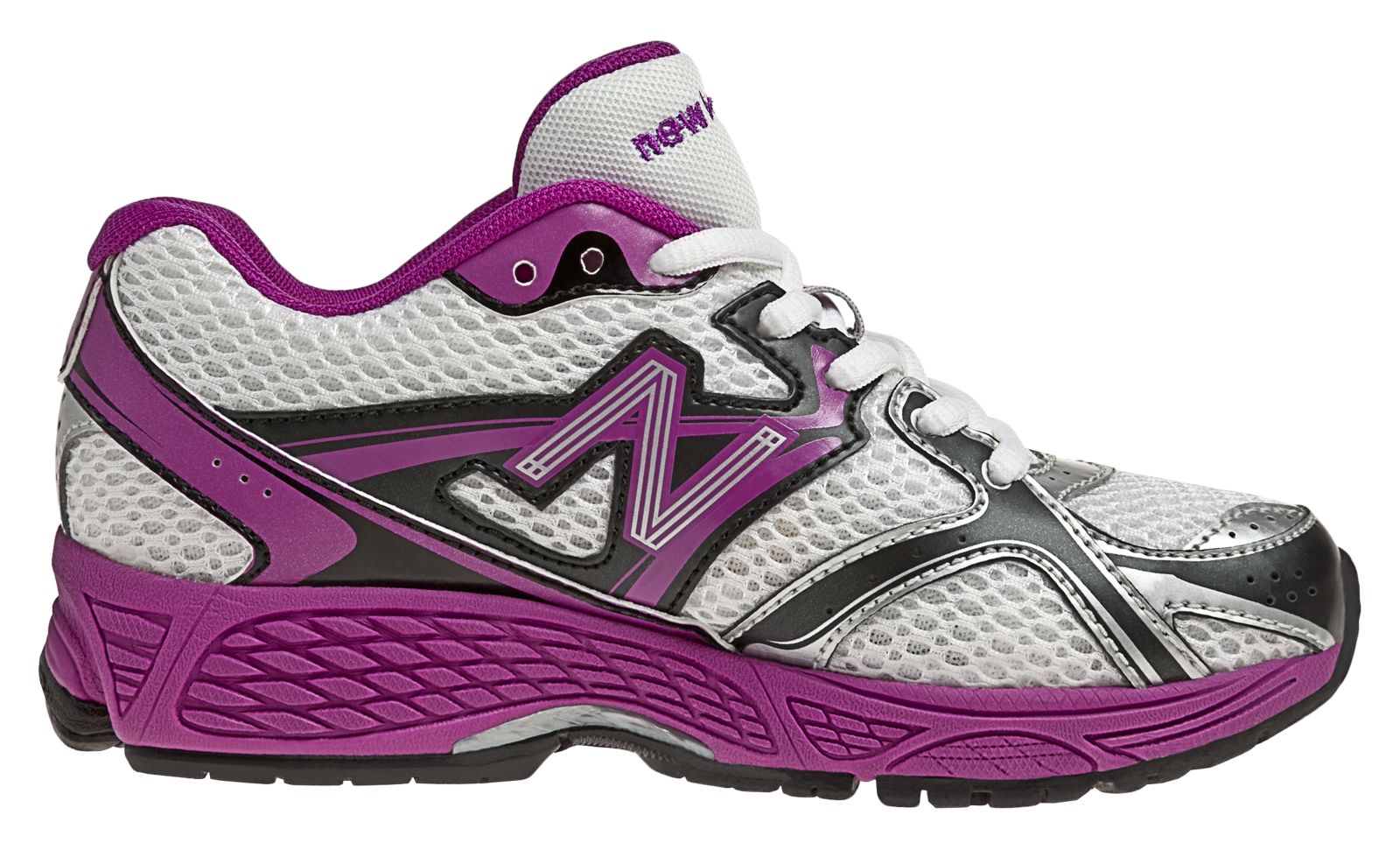 New Balance 880, White with Black & Purple Cactus Flower