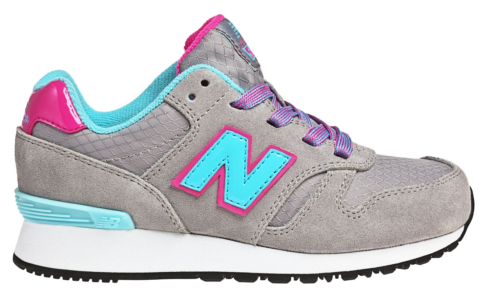New Balance 565, Light Grey with Bay Blue & Purple