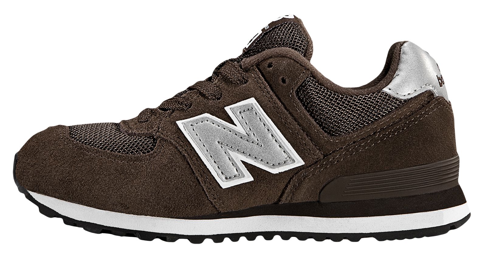 New Balance 574, Brown with Silver