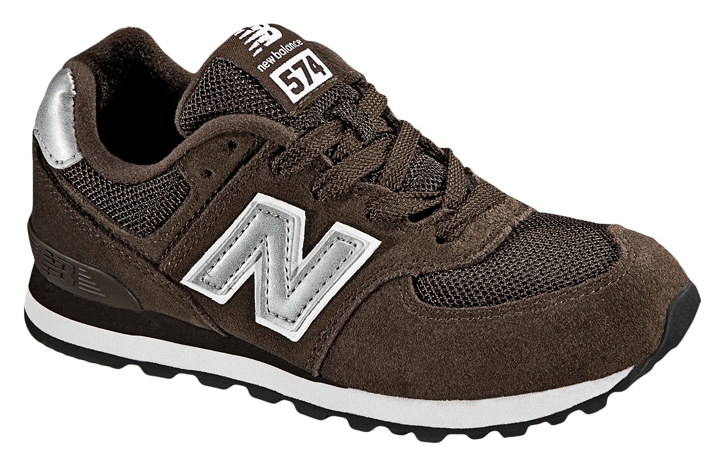 New Balance 574, Brown with Silver
