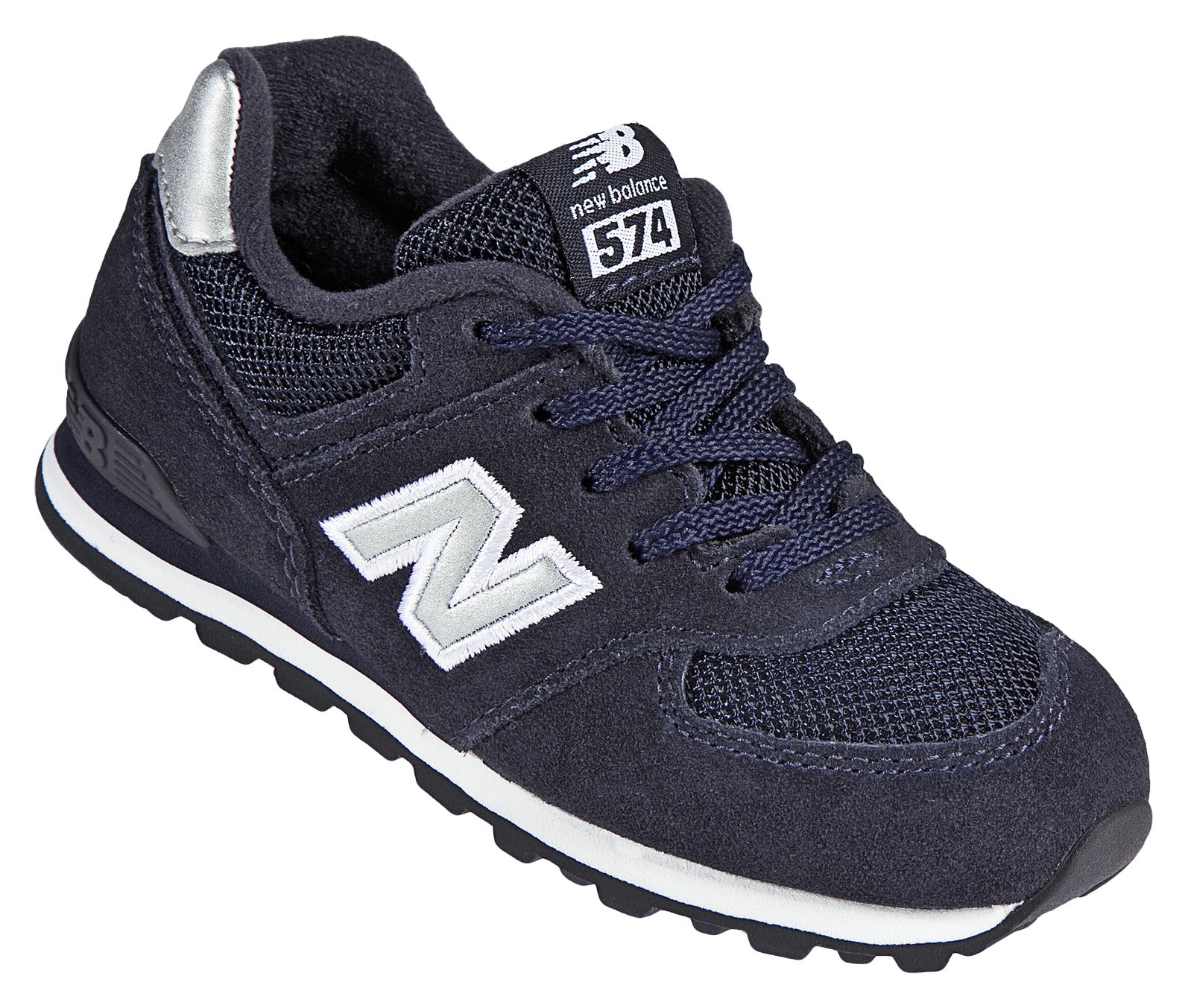 New Balance 574, Navy with Silver