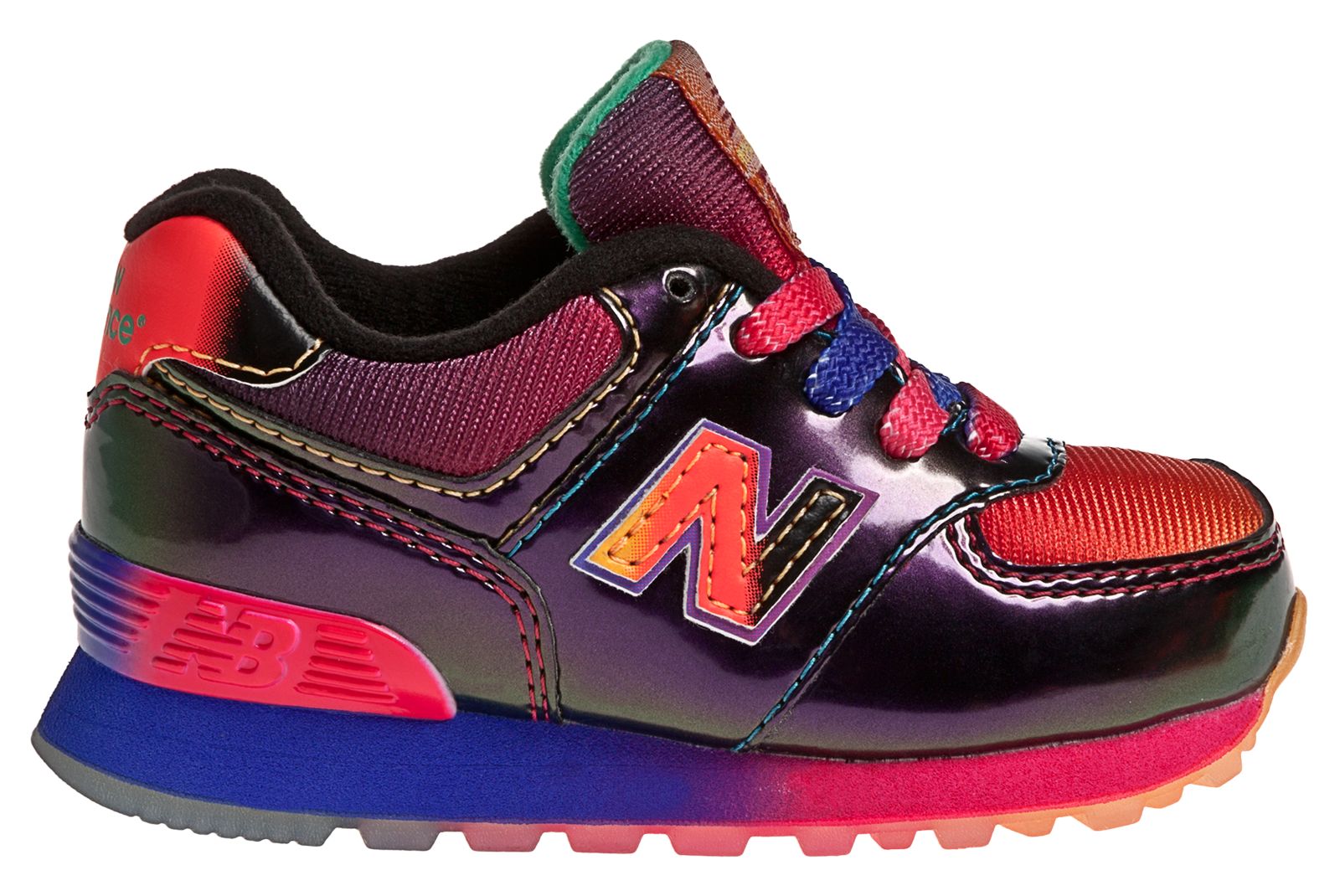 Rainbow 574, Black with Race Red & Neon Blue