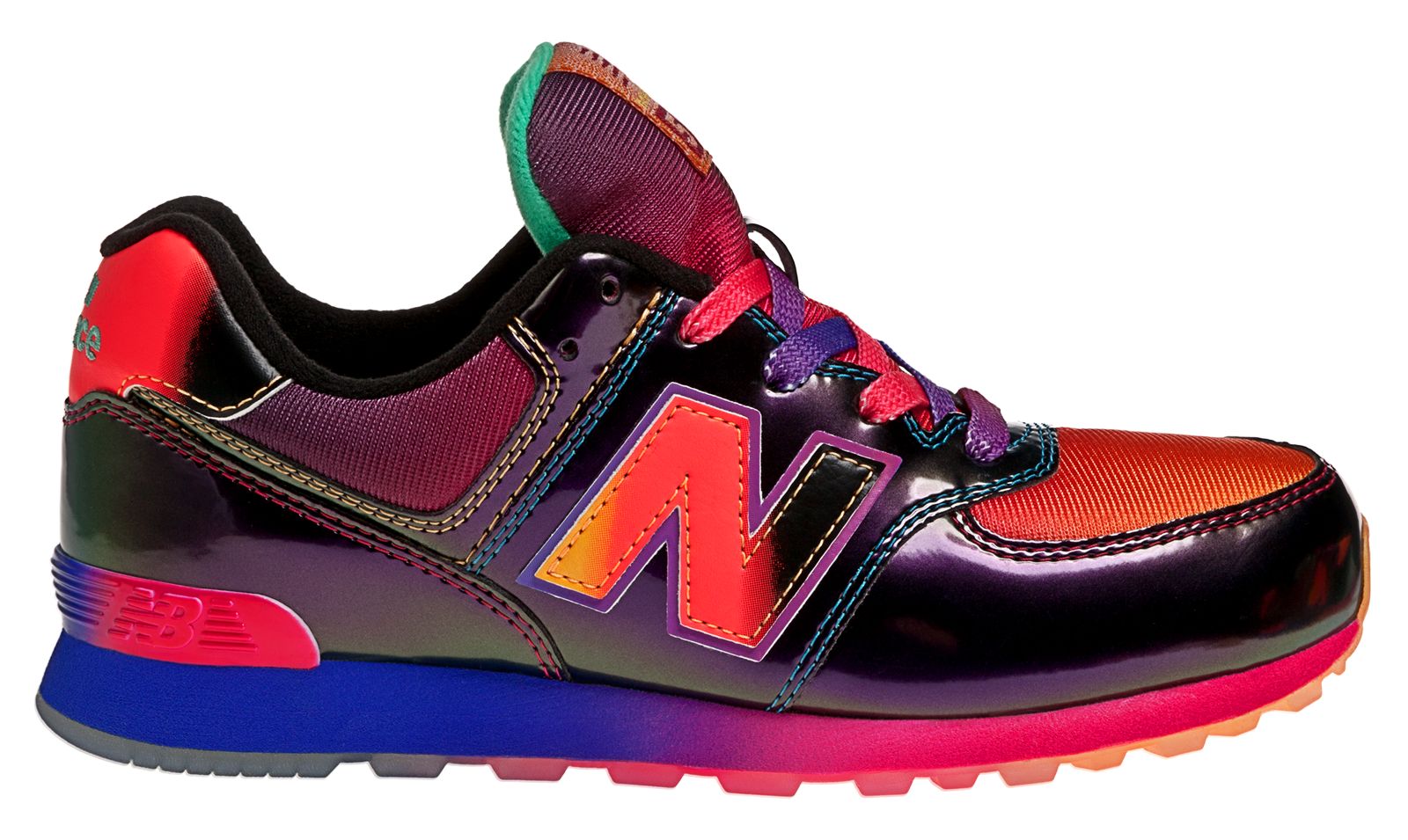 Rainbow 574, Black with Race Red & Neon Blue