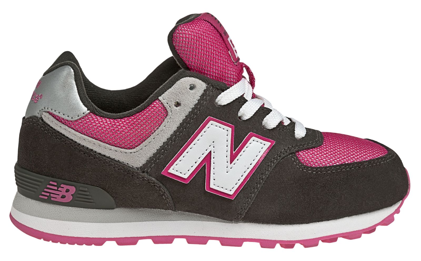 New Balance 574, Dark Grey with Berry & Cream