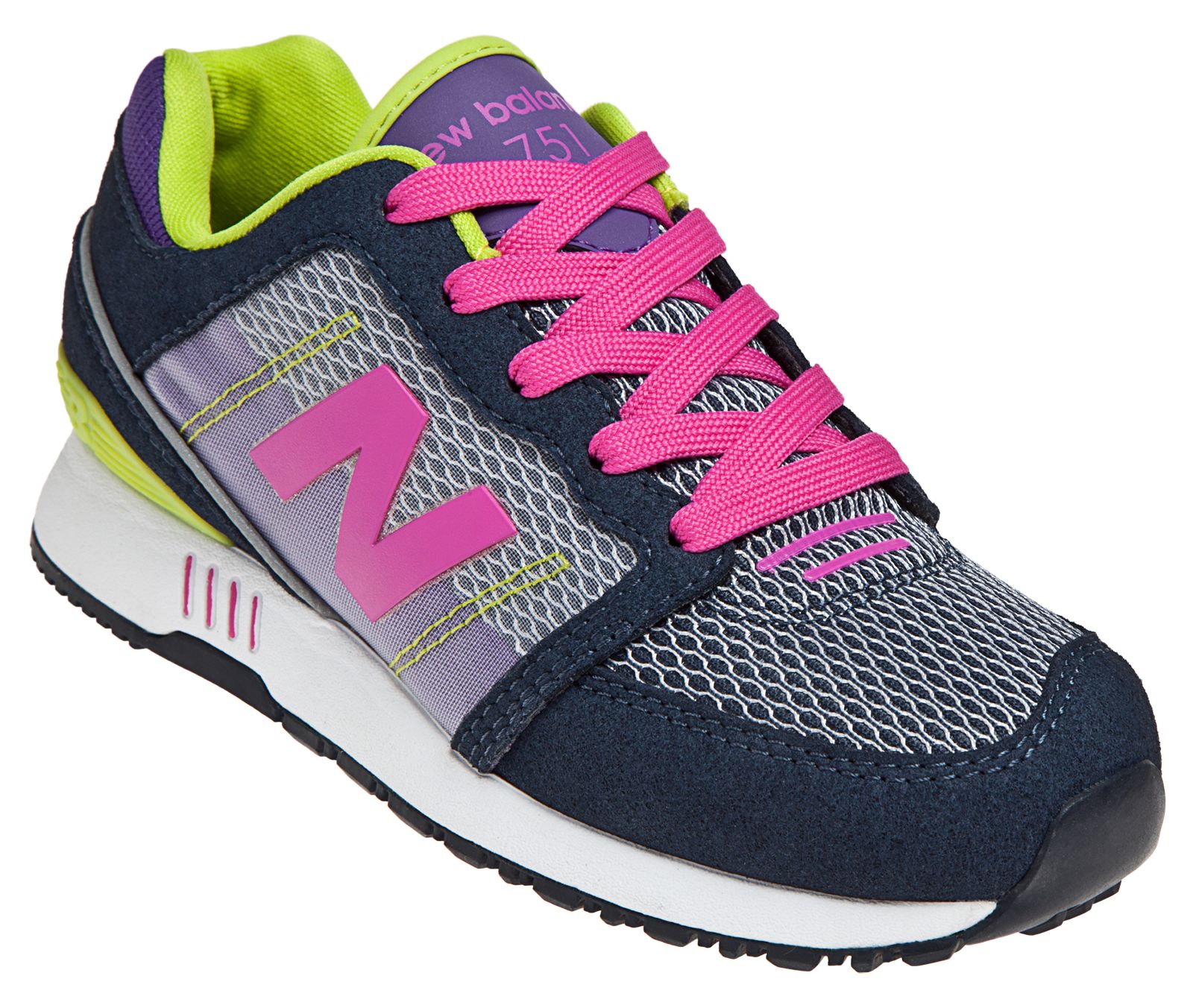 New Balance 751, Navy with Purple &amp; Fluorescent Lime