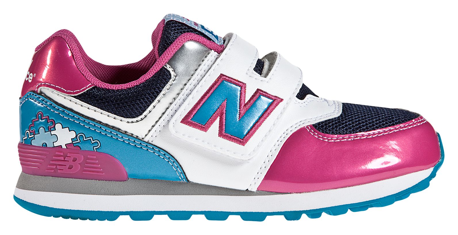 New Balance 574, Pink with White & Blue