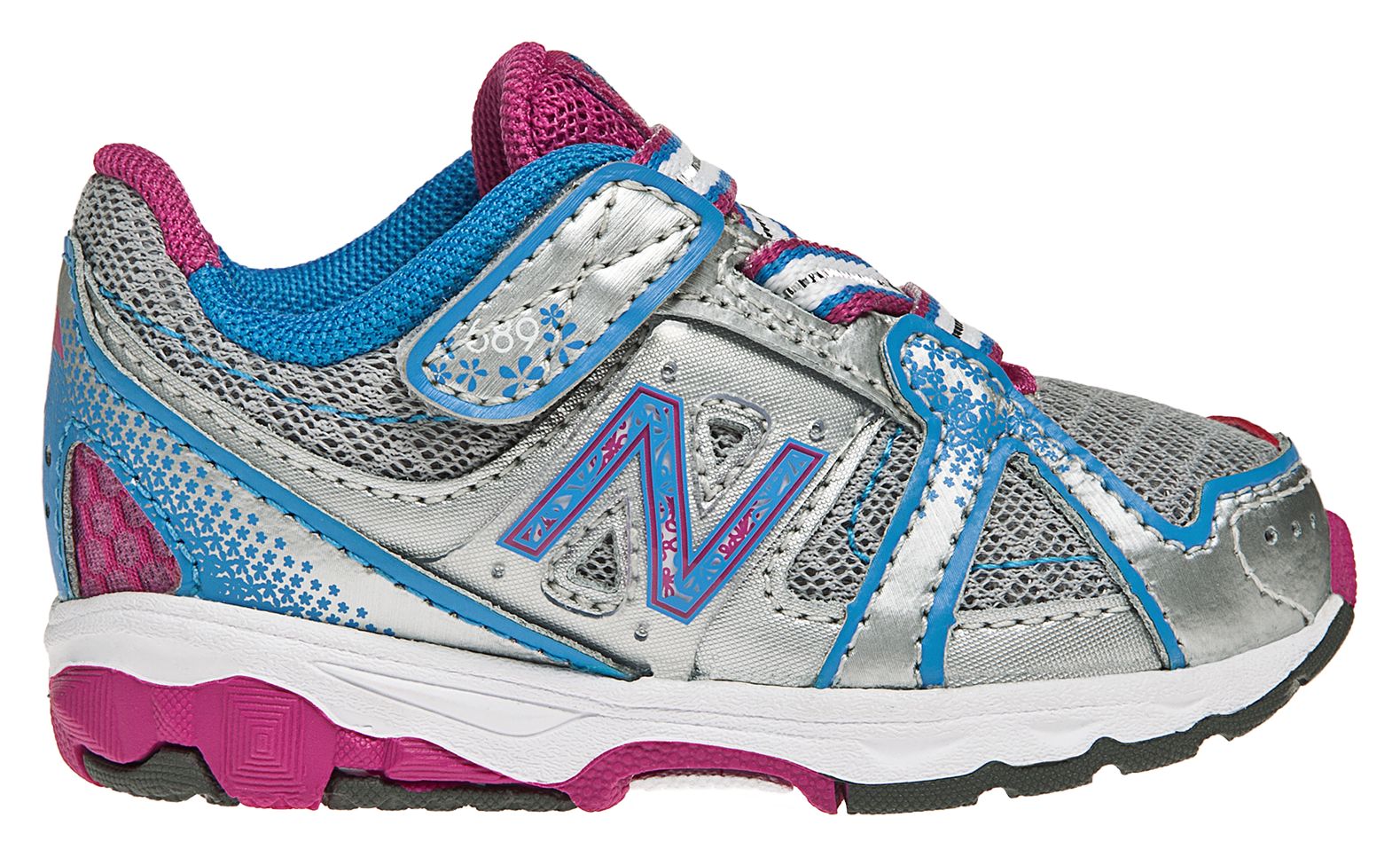 New Balance 689, Silver with Blue Grotto & Purple Cactus Flower