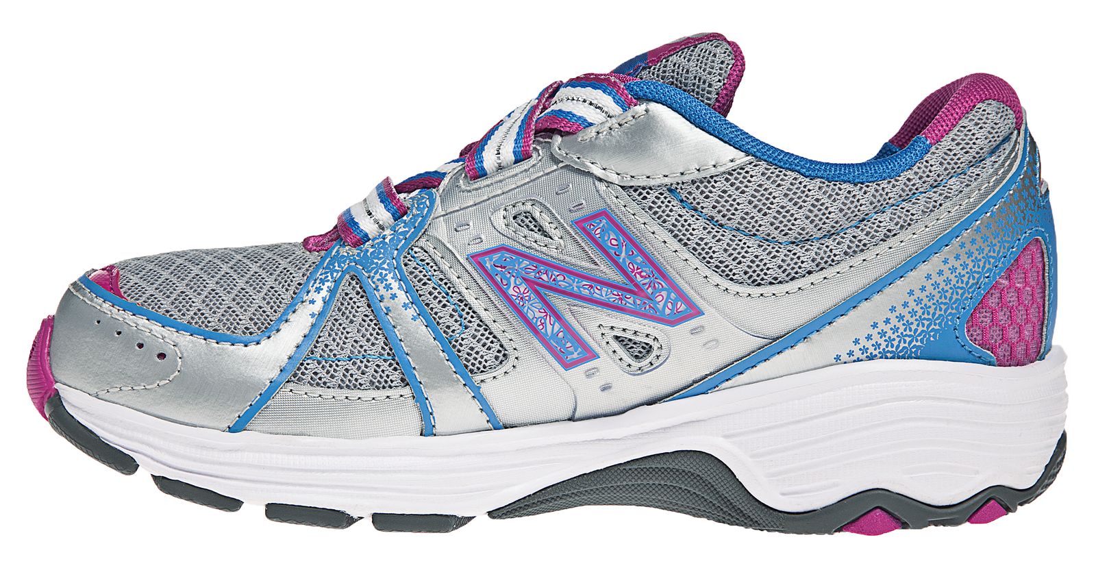 New Balance 689, Silver with Vision Blue &amp; Purple Cactus Flower