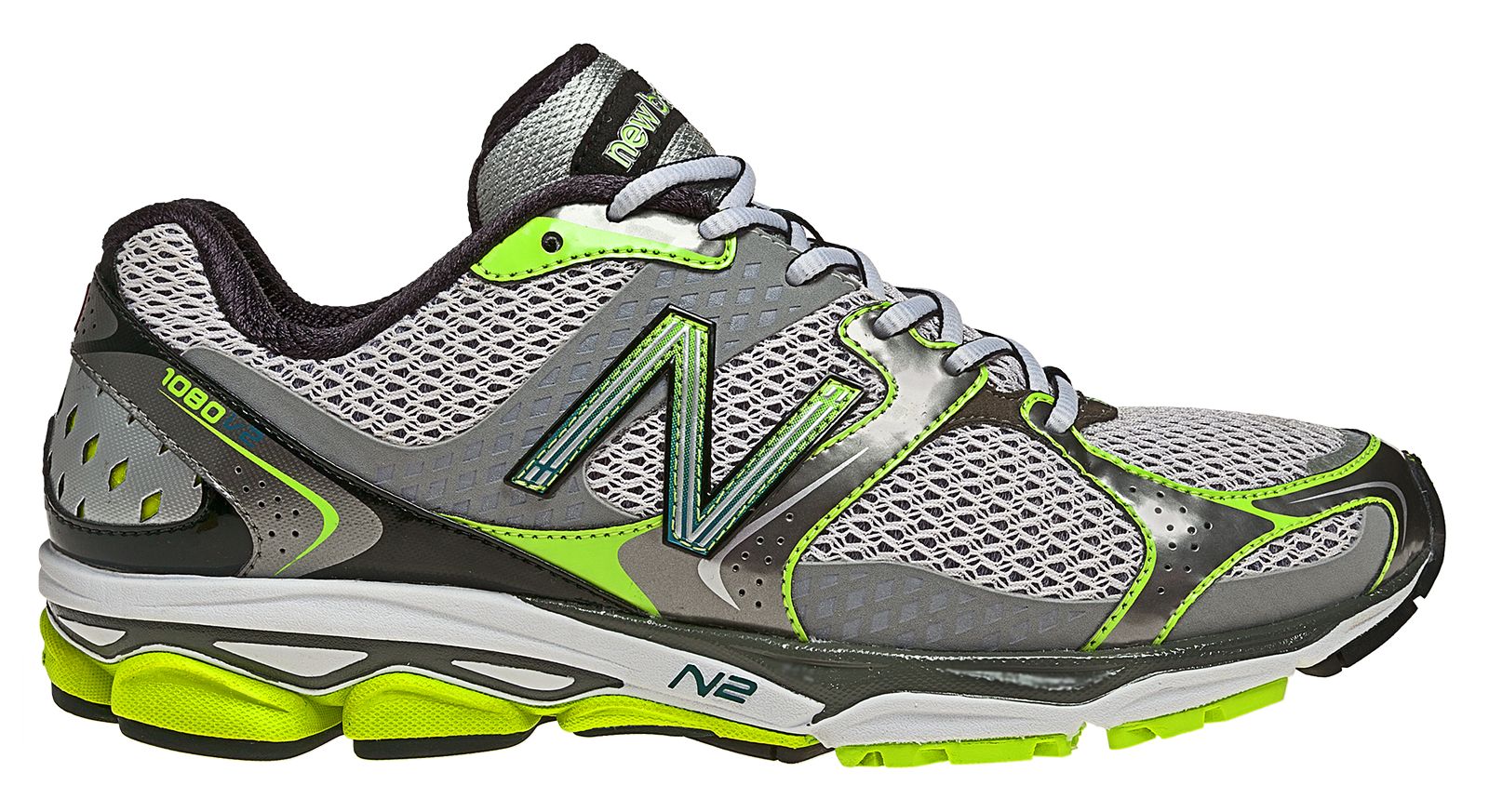 New Balance 1080v2, Grey with Green & White