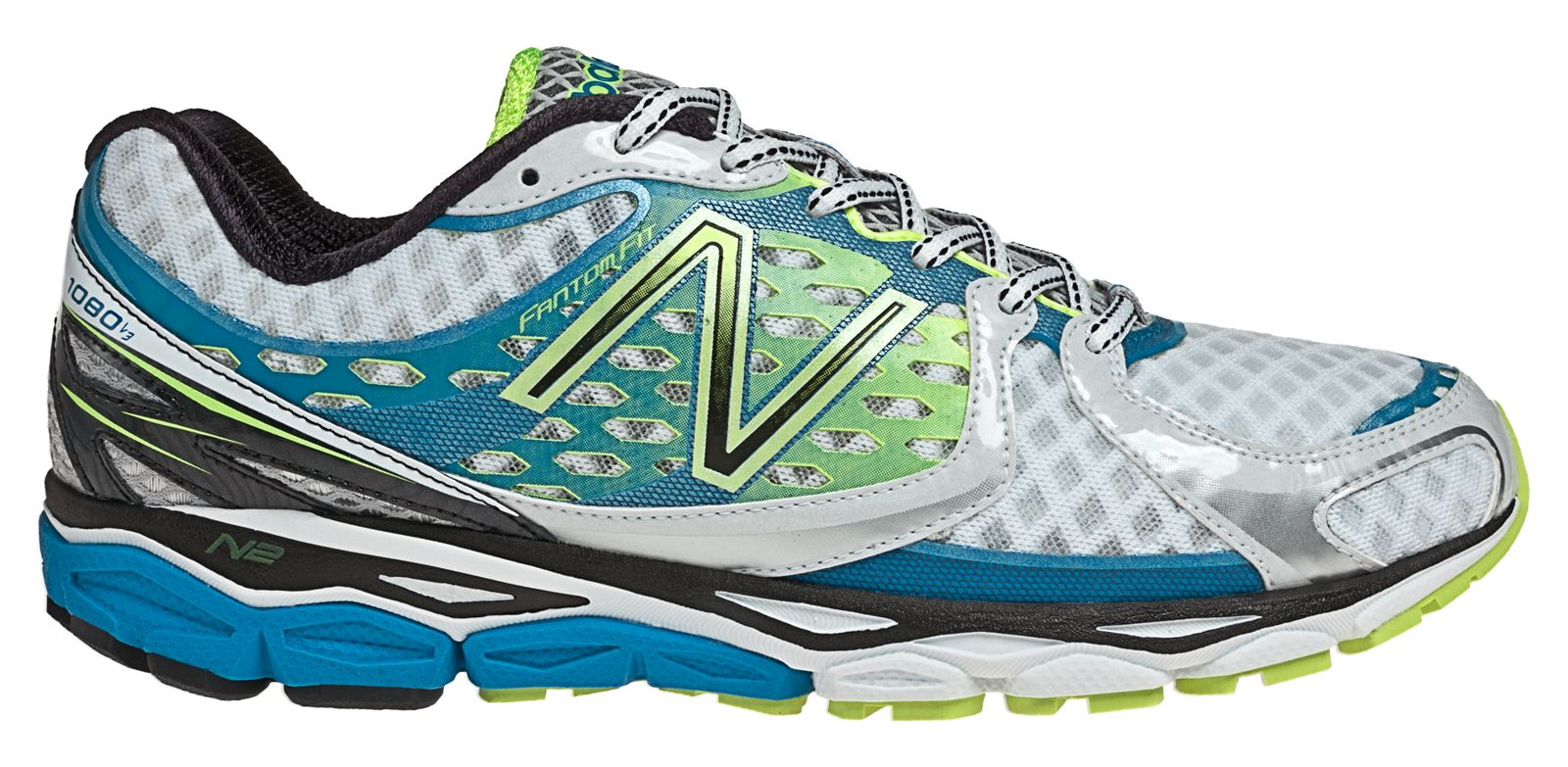 New Balance 1080v3, White with Blue Atoll & Yellow