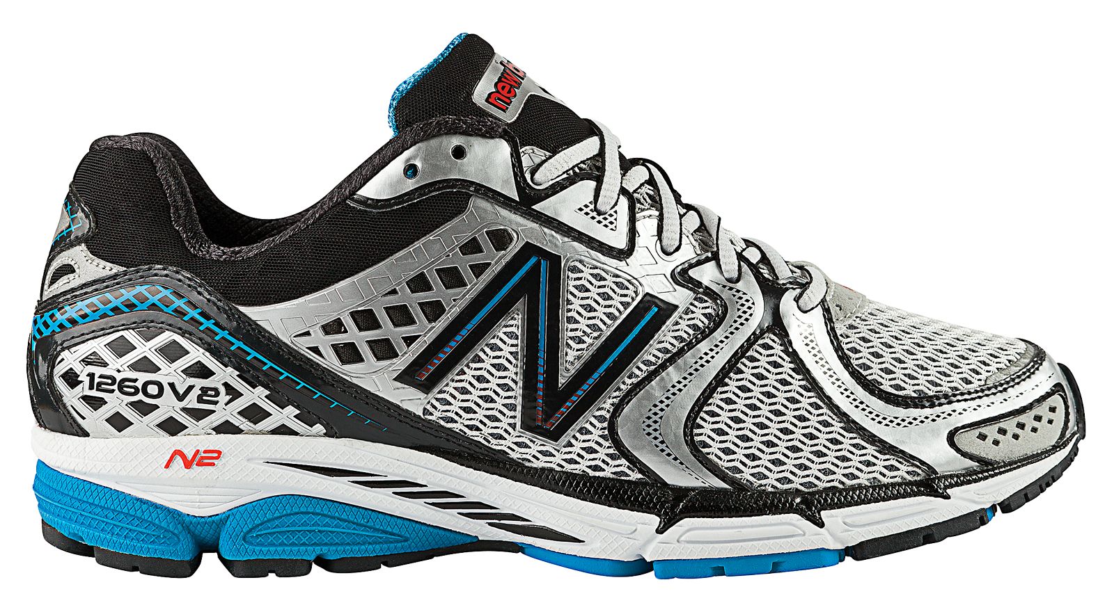 New Balance 1260v2, Black with Silver & Blue Atoll