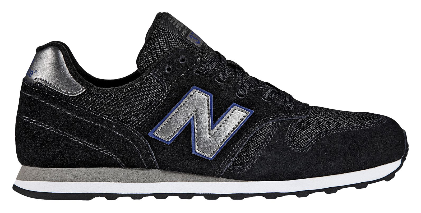 New Balance 373, Black with Silver &amp; Blue