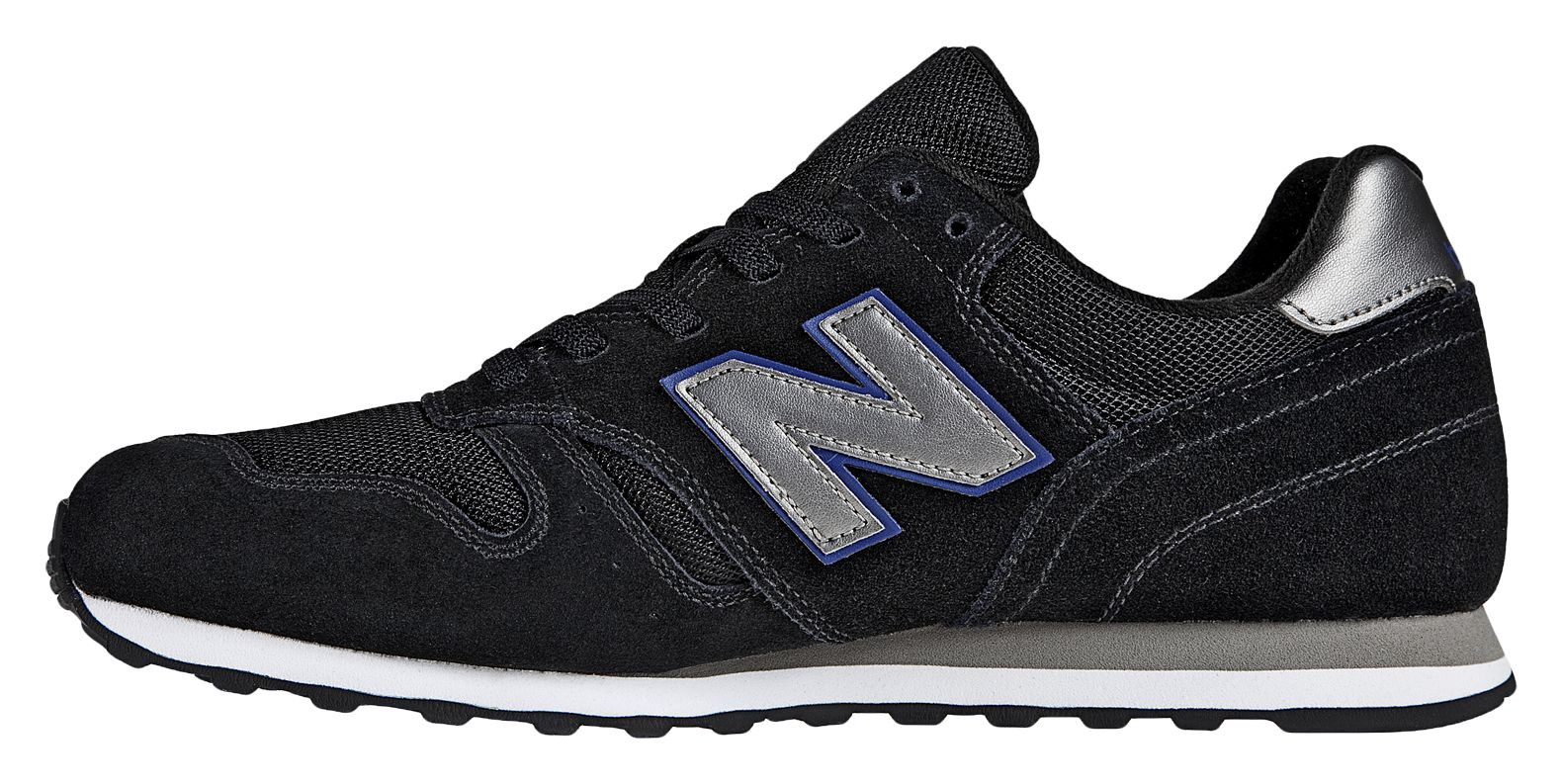 New Balance 373, Black with Silver &amp; Blue