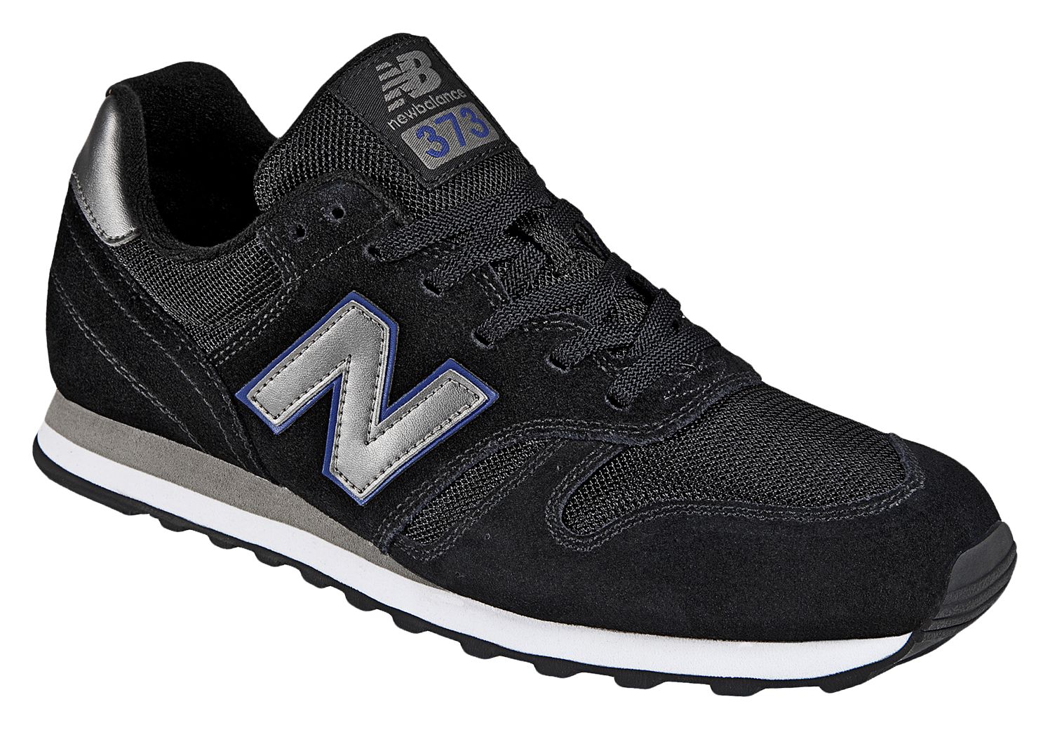 New Balance 373, Black with Silver &amp; Blue