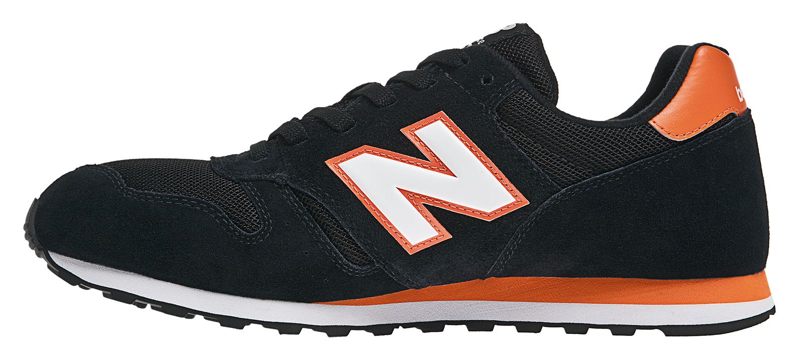 New Balance 373, Black with Orange &amp; White