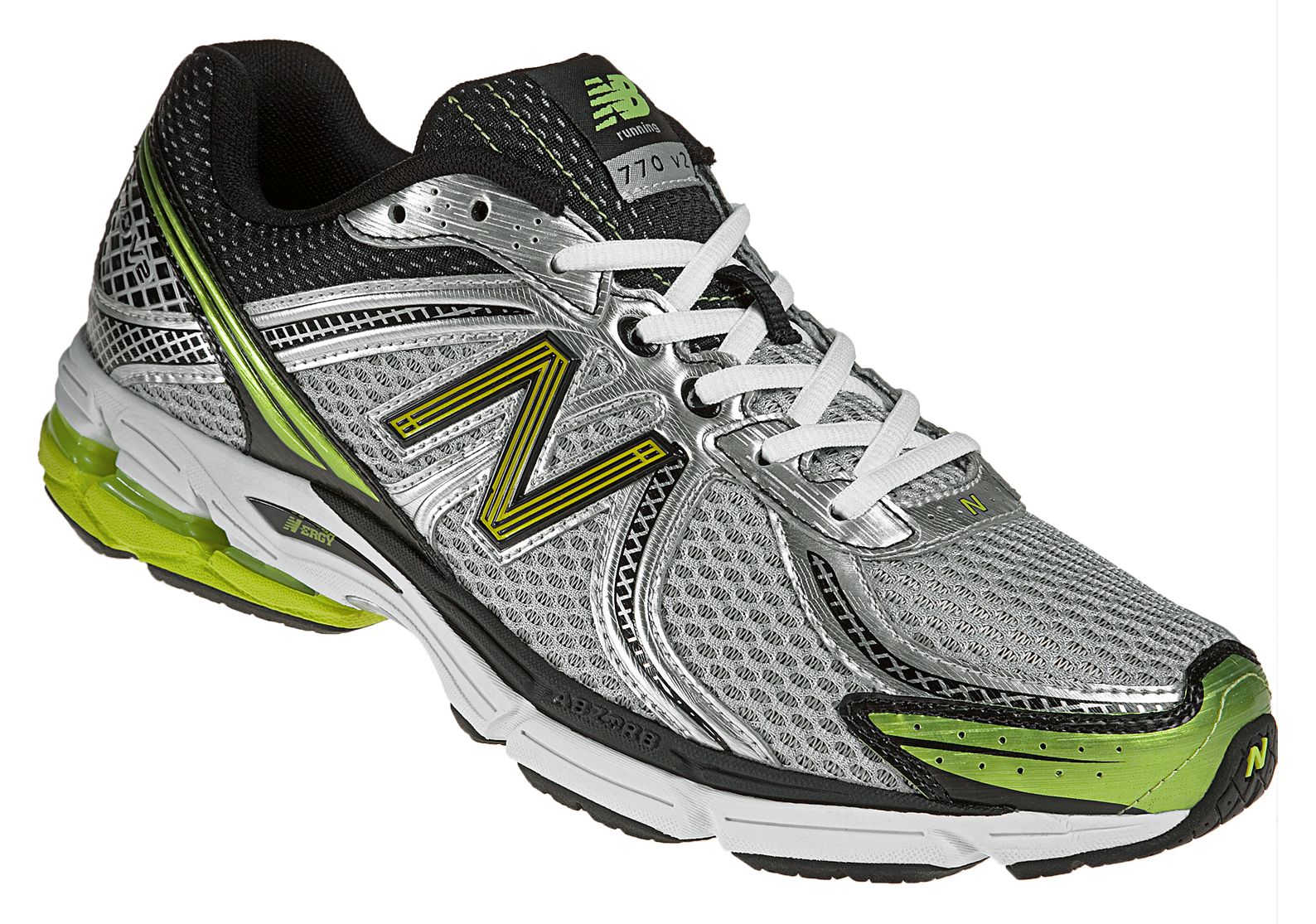 New Balance 770v2, Silver with Lime Green &amp; Black