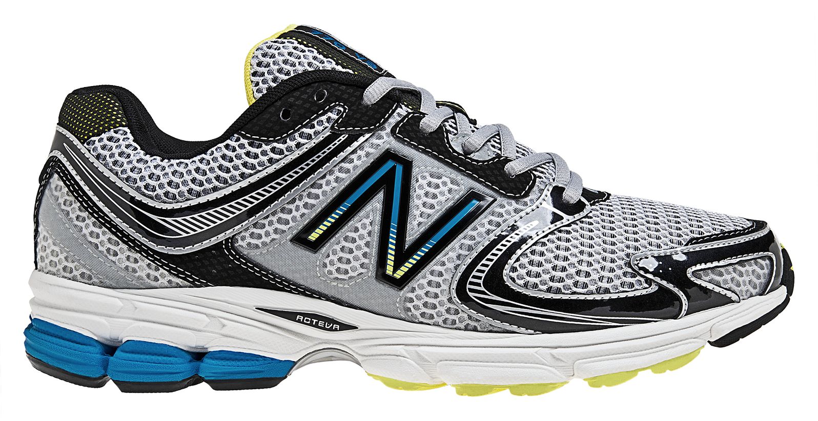 New Balance 770v3, White with Black & Campanula