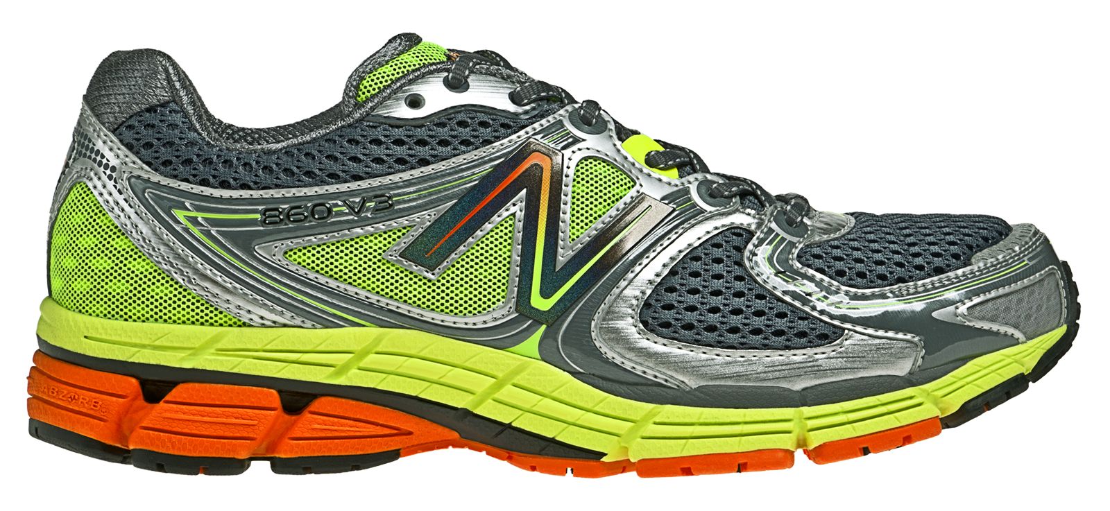New Balance 860v3, Grey with Lime Green & Orange