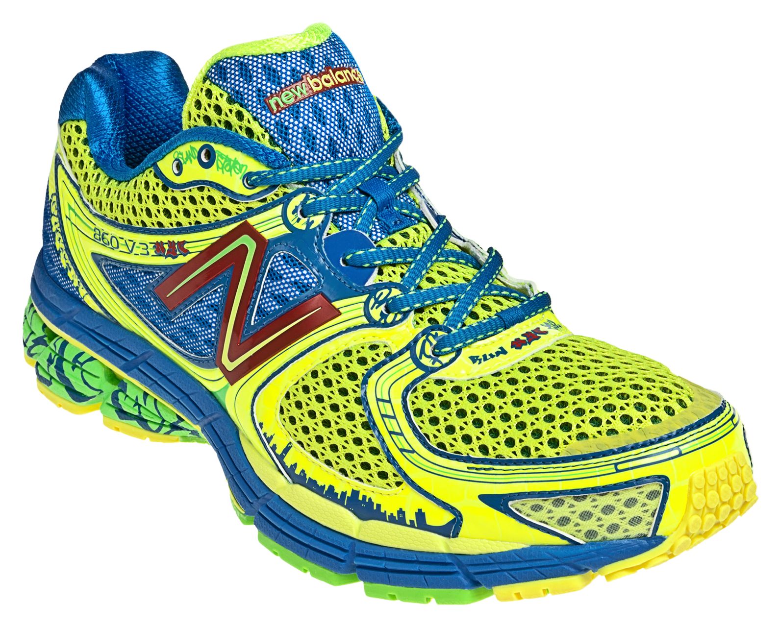 Mens Limited Edition NYC 860v3, Blue with Yellow &amp; Lime Green