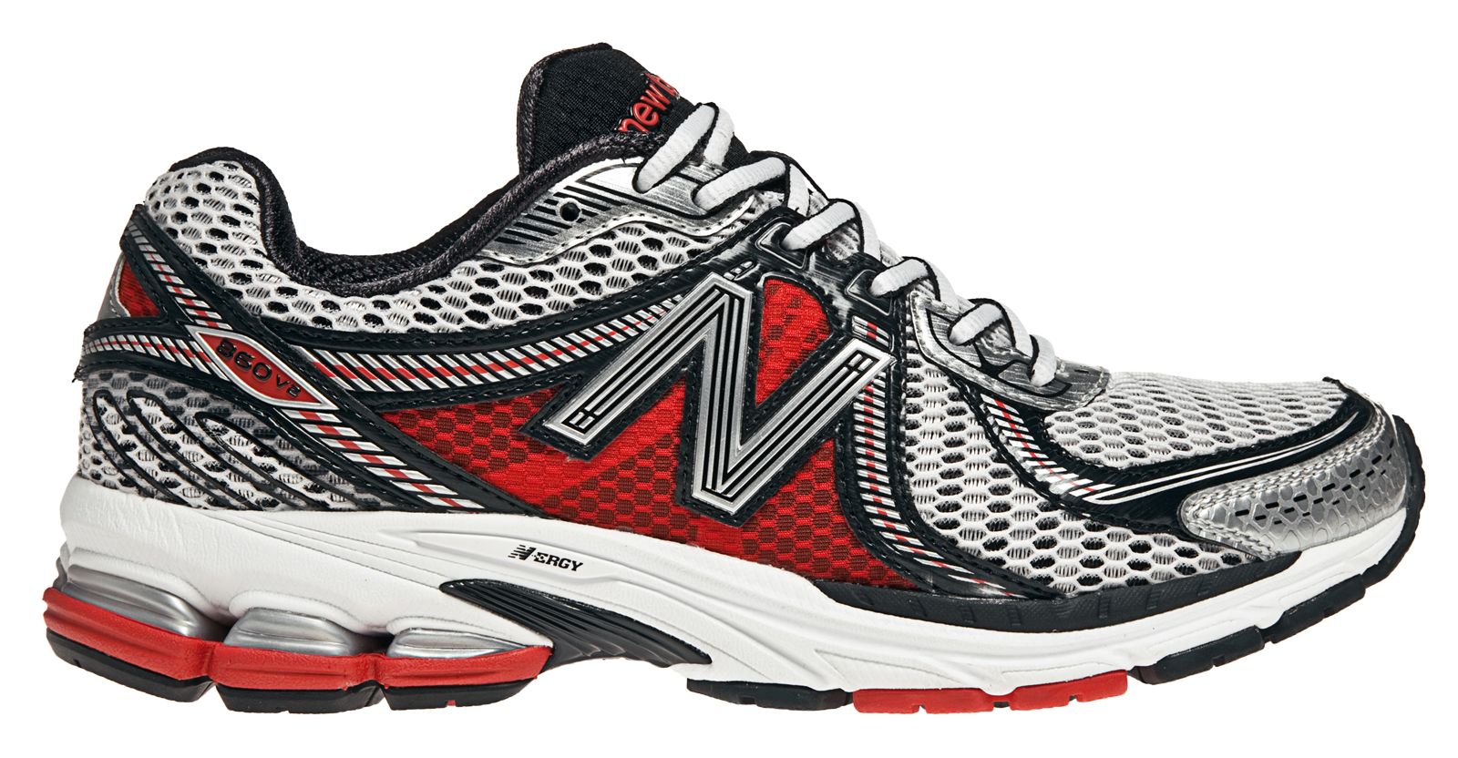 New Balance 860v2, Silver with Red & Black