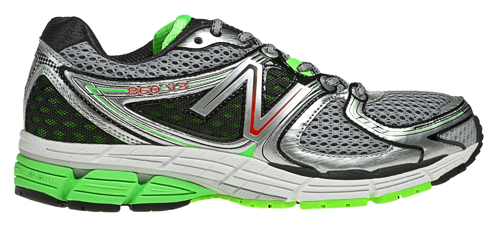 New Balance 860v3, Silver with Jazz Green & Black