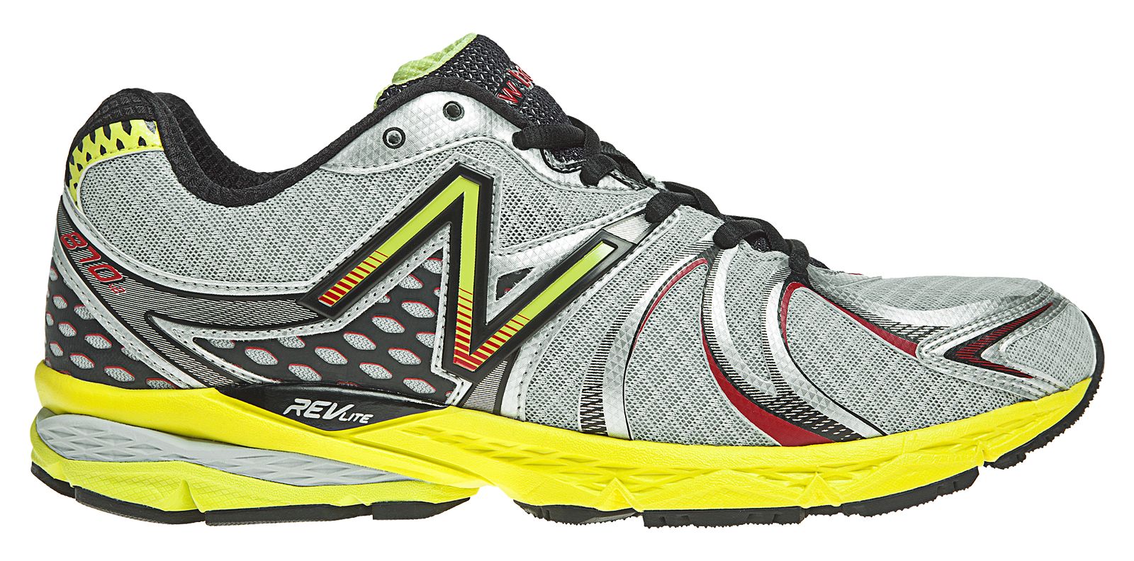New Balance 870v2, Silver with Yellow & Black