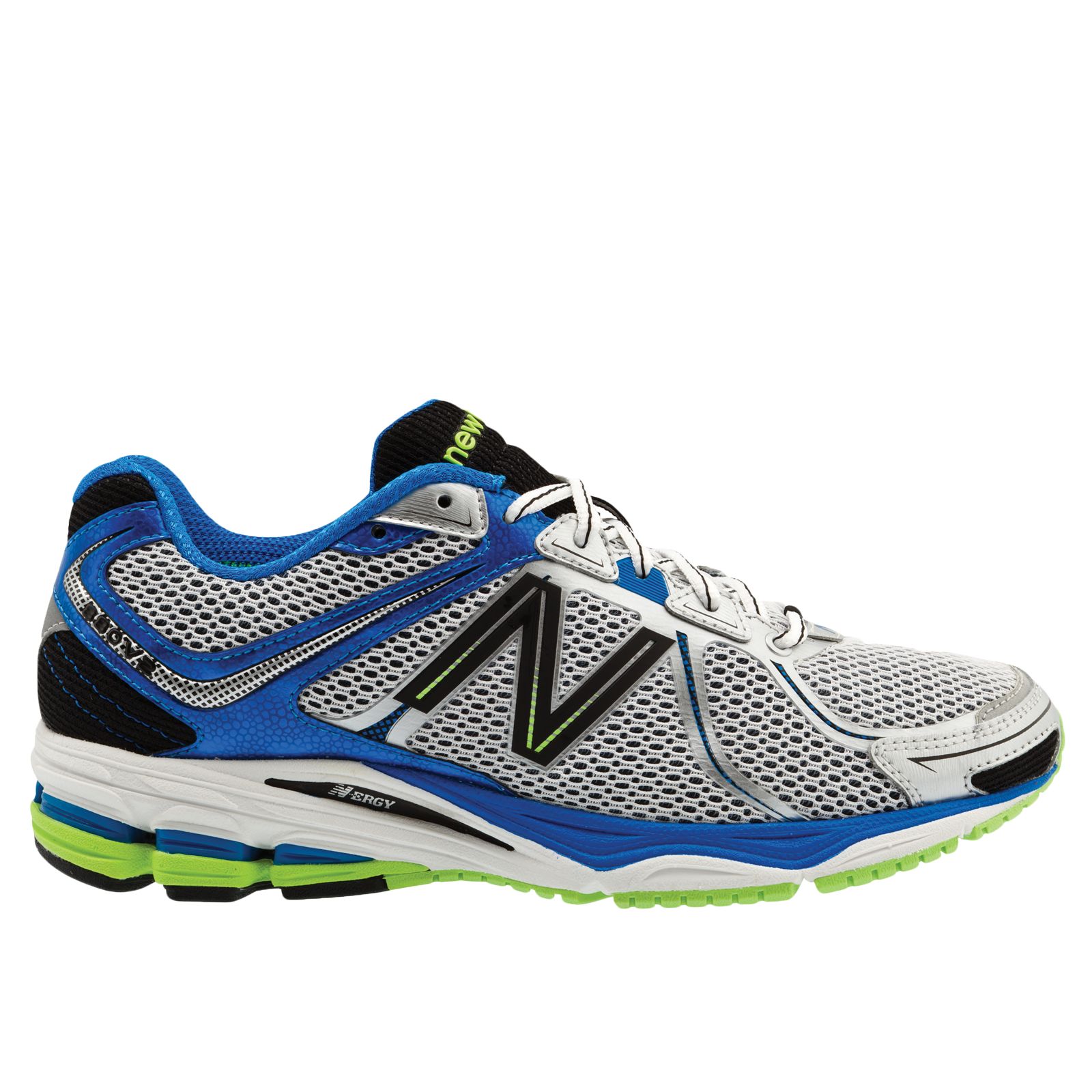 New Balance 880v2, White with Blue & Lime Green